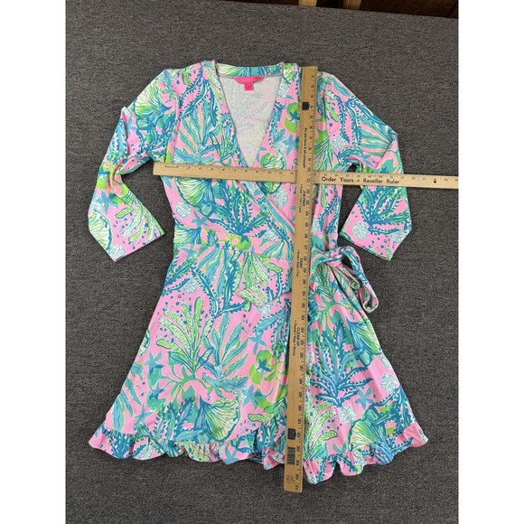 Lilly Pulitzer‎ Romper Womens Large Pink Jessalynne Wrap Romper Dress Mandevilla - Picture 5 of 10